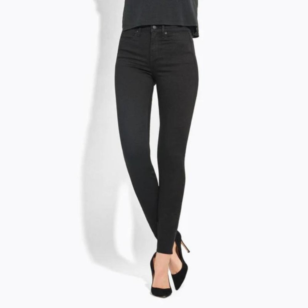 Ayr Jeans Womens 27 High Rise Skinny Jet Black Denim stretch pockets
